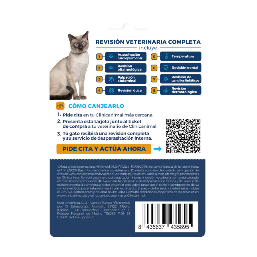 Tarjeta Veterinaria Desparasitaci&oacute;n Interna y Revisi&oacute;n Completa para gatos, , large Imagen numero 2