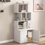 COSTWAY 2 en 1 Caja de Arena para Gatos, Mueble de Ba&ntilde;o Oculto para Gatos con 3 Estantes Abiertos de Almacenaje, con Kit Antivuelco y Almohadilla Ajustable, Casa de Inodoro para Gatos (Blanco), , large indicador imagen numero 4
