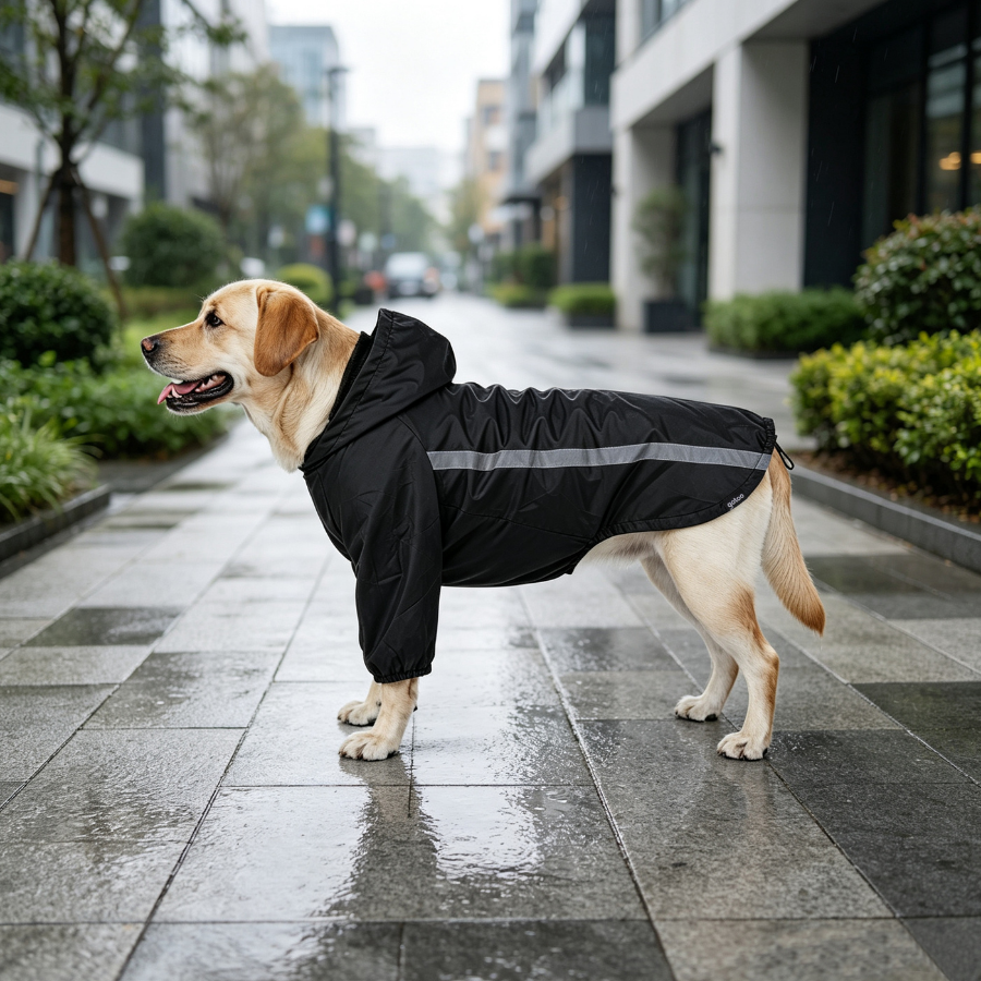 Gotoo Abrigo Impermeable Reflectante Negro para perros, , large Imagen numero 1