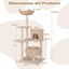 COSTWAY Árbol para Gatos, Torre de Totora de 146 CM con Postes de Rascado de Sisal, Percha, Cesta de Baloncesto, Condo, Bola Colgante, Cojines Lavables, Centro de Actividades de Escalada de 5 Capas para Gatos, , large indicador imagen numero 5