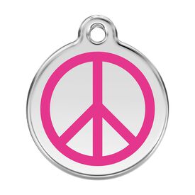 Red Dingo Placa identificativa Acero Inoxidable Esmalte Paz Rosa Fuerte para perros