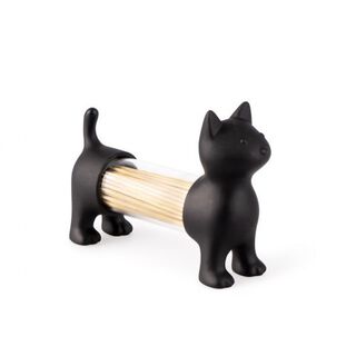 Palillero, salero y pimentero con forma de gato color Negro