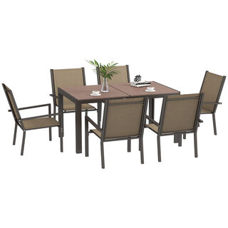 Outsunny Conjunto De Comedor De Exterior Caaqui Para Terraza Patio Caqui 