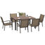 Outsunny Conjunto de Comedor de Exterior de 7 Piezas Conjunto de Mesa y 6 Sillas de Jardín con Sillas Apilables y Marco de Acero para Terraza Patio Caqui, , large indicador imagen numero 1