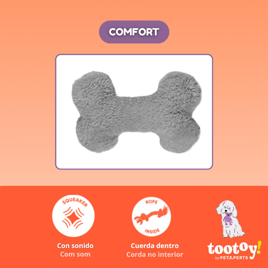 Tootoy! Hueso de Peluche con Sonido Gris para perros , , large Imagen numero 3