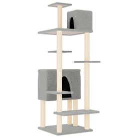 vidaXL Rascador con Postes de Sisal Gris Claro 154 cm para gatos
