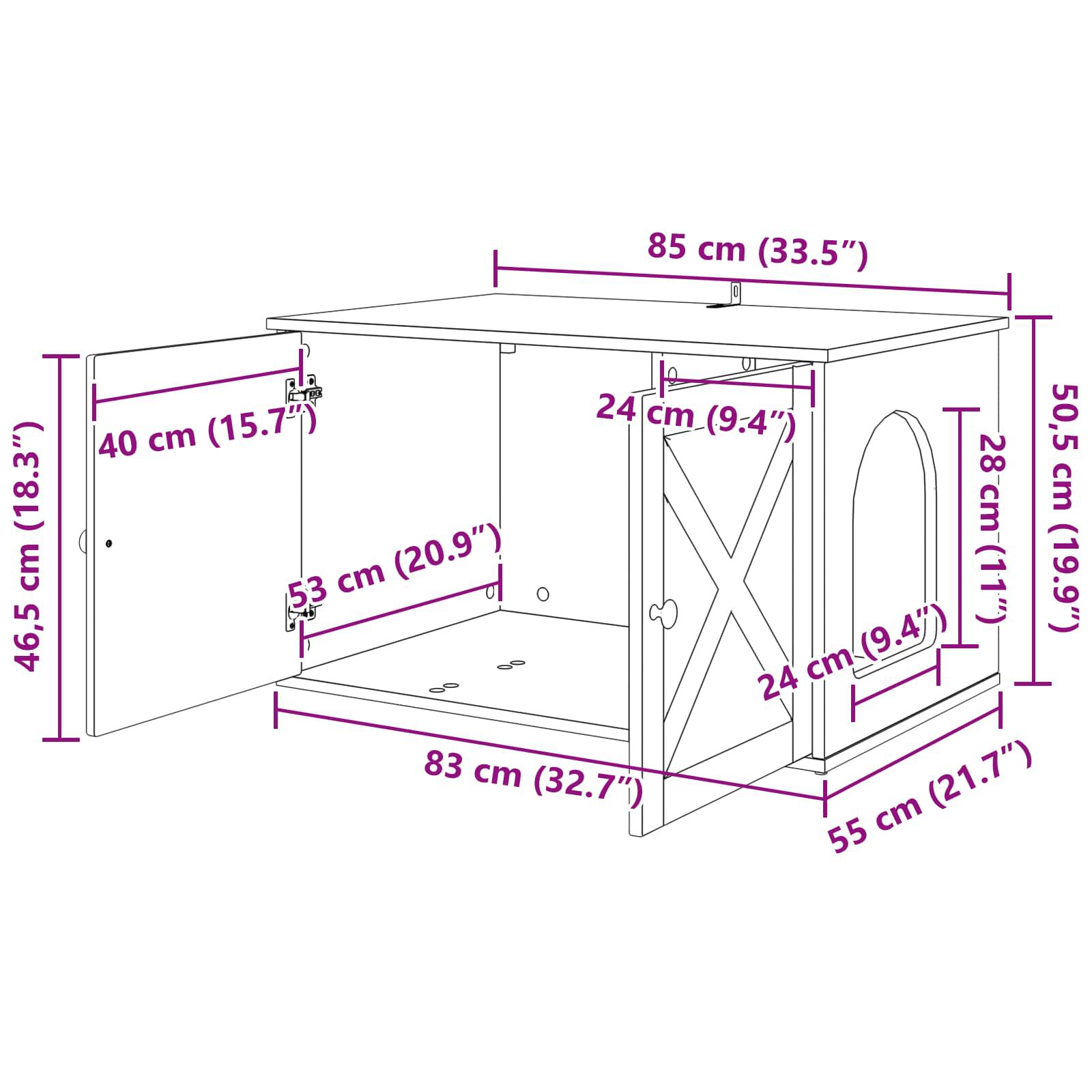 vidaXL Casa para Gatos Madera vieja 85 x 55 x 50 cm, , large Imagen numero 4