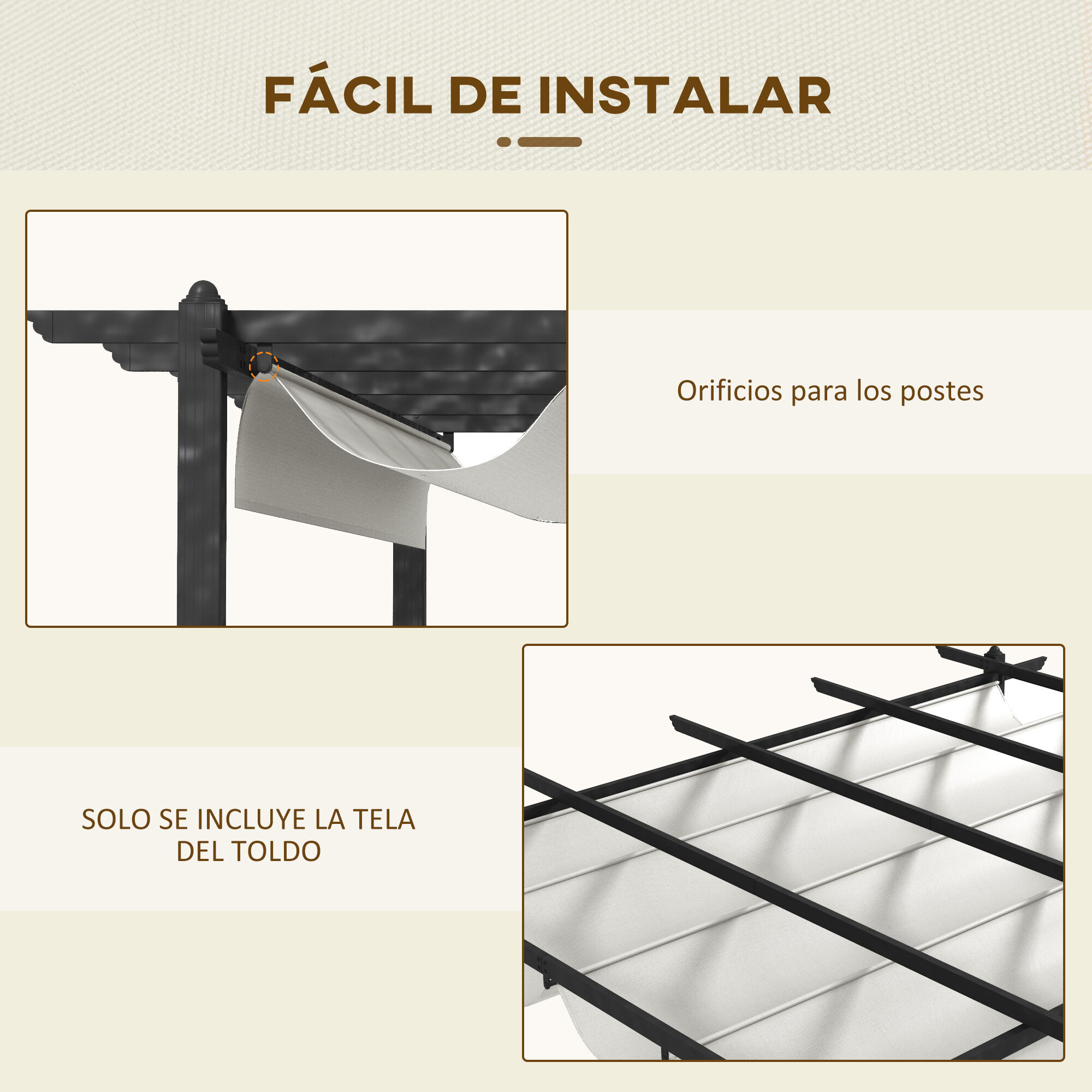 Outsunny Conjunto de P&eacute;rgola Blanco, , large Imagen numero 5