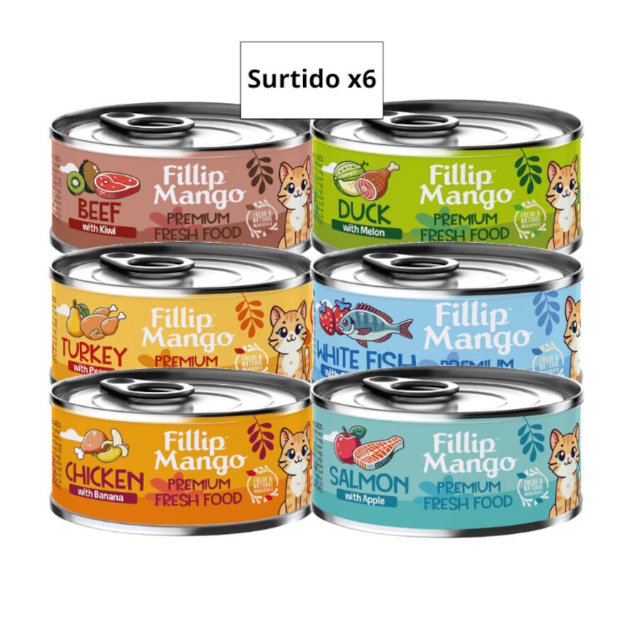 Surtido 12 latas pienso h&uacute;medo para gatos Fillip Mango 85gr/ud, , large Imagen numero 1
