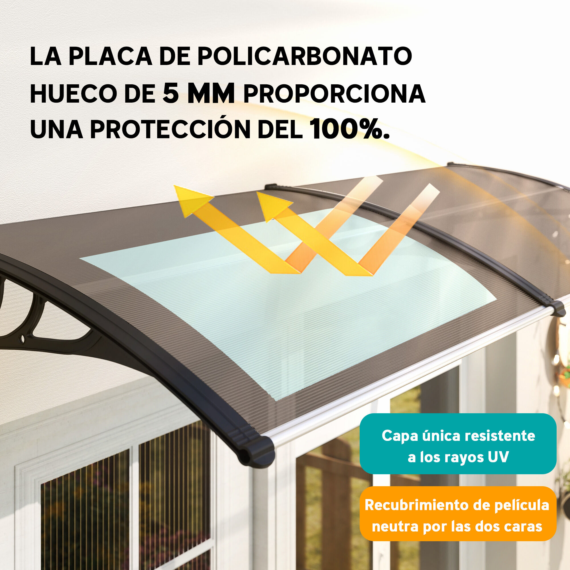 Outsunny Marquesina Exterior Marr&oacute;n, , large Imagen numero 4