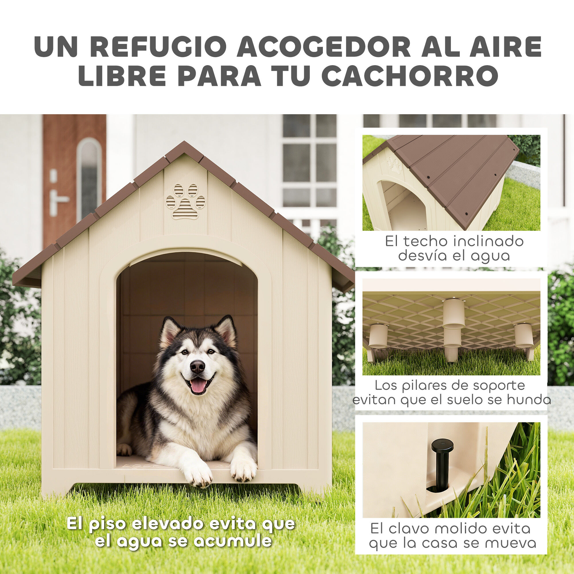 PawHut Caseta para Perro Beige, , large Imagen numero 4