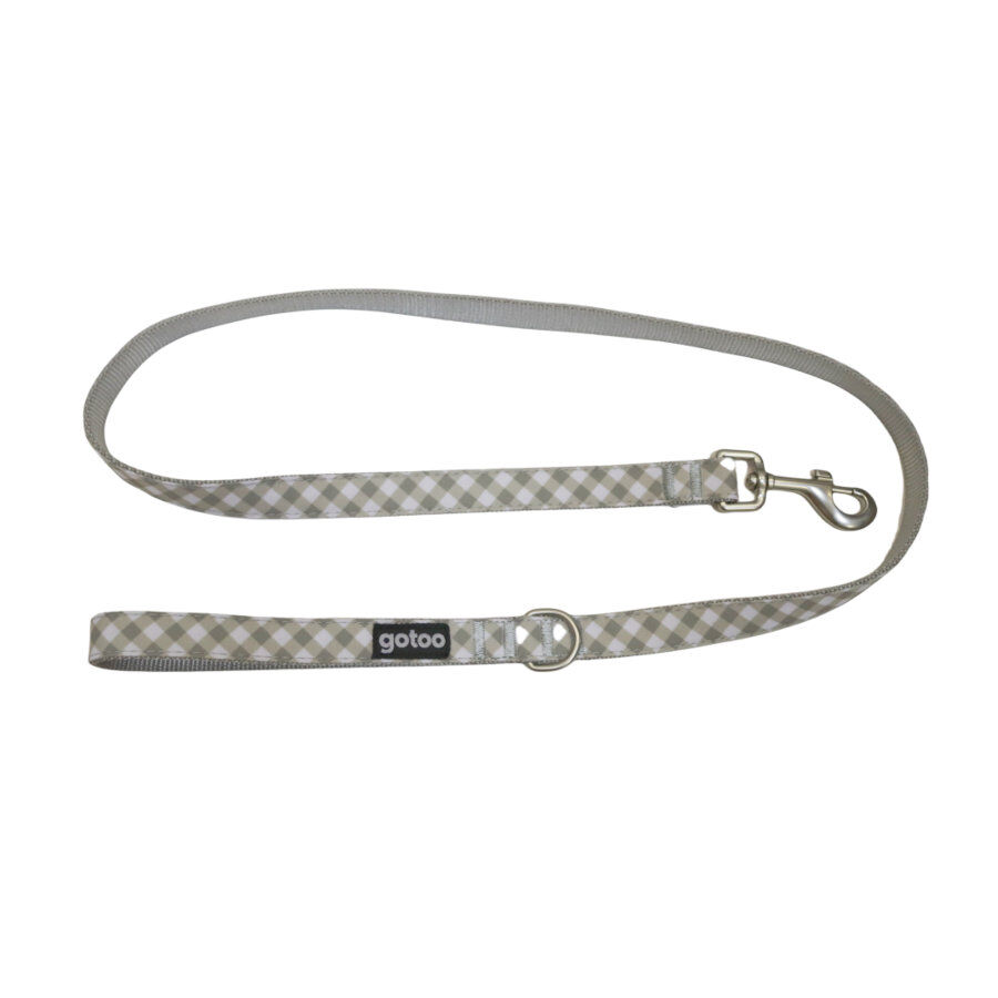 Gotoo Correa estampada cuadro vichy gris para perros, , large Imagen numero 1