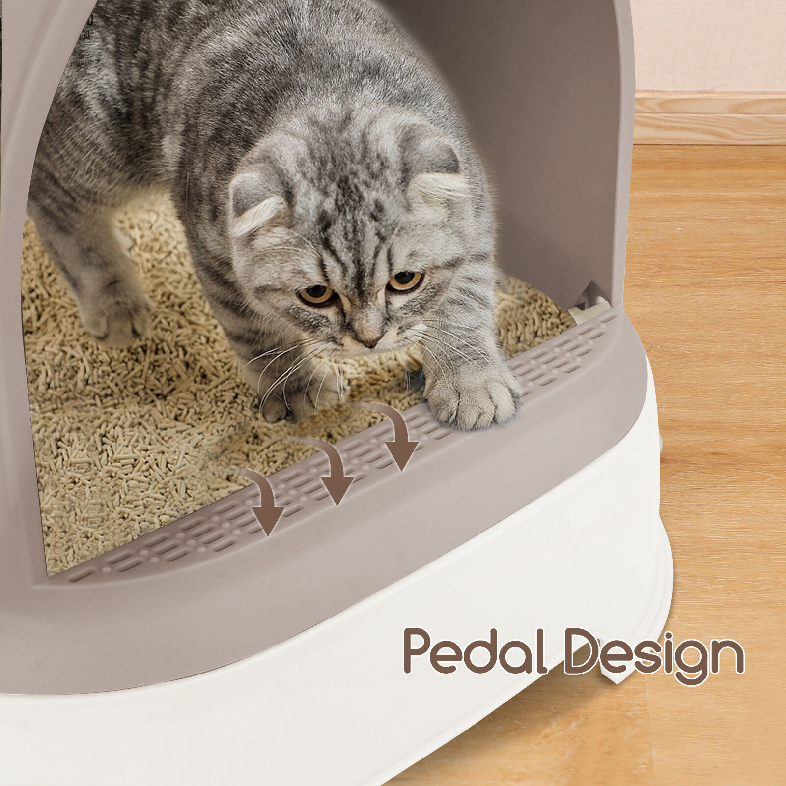 Nobleza - Cajas de Arena para Gatos, Arenero Gatos Cubierto con Cajon, Arenero para Gatos Grande Cerrado, Caja de Arena Cagadero Gato sin Olores con Pala, L52*W42*H38.5CM, Marr&oacute;n, , large Imagen numero 4