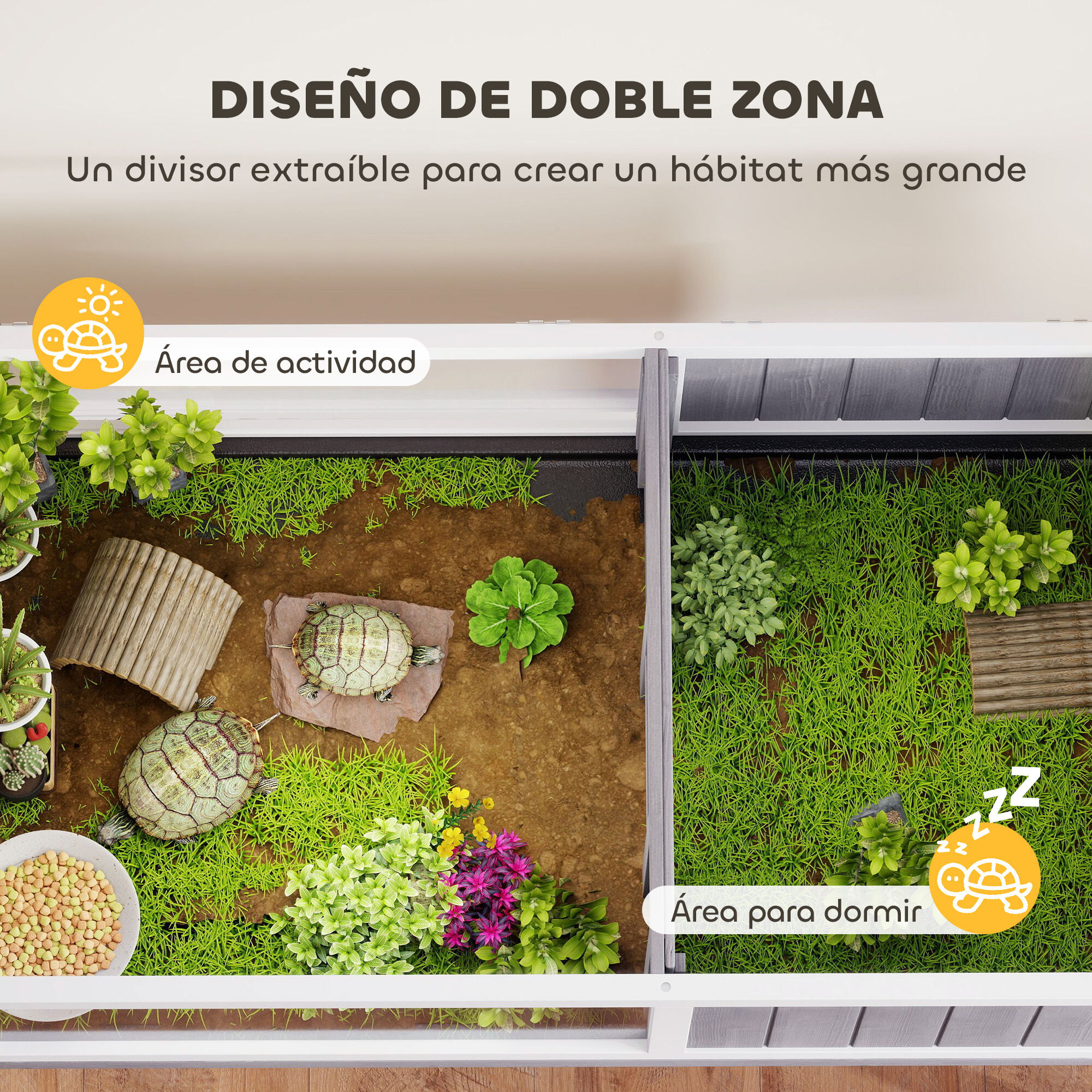 PawHut Casa para Tortugas Gris y Blanco, , large Imagen numero 4