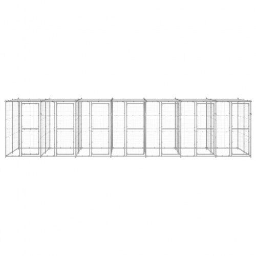 Vidaxl perrera con puertas de bisagra plateado para perros, , large Imagen numero 7