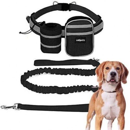 Edipets canicross correa manos libres con portabotellas negra para perros, , large Imagen numero 1