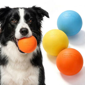 Nobleza Pelota para Perros de Caucho Natural (Pack de 3 con Bolsa de Malla) - Pelotas Resistentes de 6.3 cm para Morder, Tirar y Lanzar, Juguete Interactivo para Perros Peque&ntilde;os, Medianos y Grandes, Incluye Red de Transporte