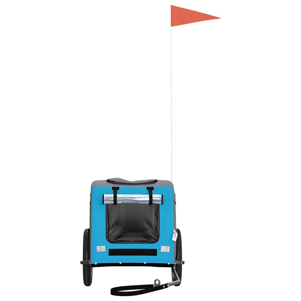 vidaXL Remolque de bicicleta para perros hierro tela Oxford azul gris, , large Imagen numero 8