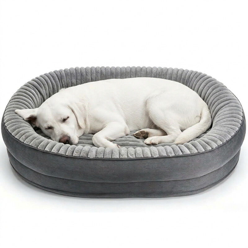 Nobleza Cama Sof&aacute; Ortop&eacute;dica para Perros Grandes (110 x 80 x 19 cm) - Cama con Espuma Huevera Viscoel&aacute;stica, Forro Impermeable, Funda Extrable Lavable a M&aacute;quina y Base Antideslizante, Suave Franela Polar, Gri, , large Imagen numero 1