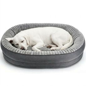 Nobleza Cama Sof&aacute; Ortop&eacute;dica para Perros Grandes (110 x 80 x 19 cm) - Cama con Espuma Huevera Viscoel&aacute;stica, Forro Impermeable, Funda Extrable Lavable a M&aacute;quina y Base Antideslizante, Suave Franela Polar, Gri