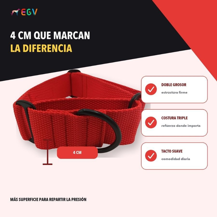 EGV - Collar Martingale. Collar galgo hecho a mano en Espa&ntilde;a (Rojo), , large Imagen numero 4