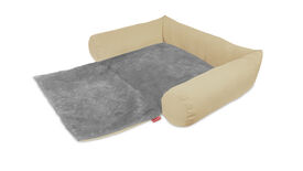 Gauty Cama Redonda Tela Impermeable y pelo beige y gris para Perros y Gatos 