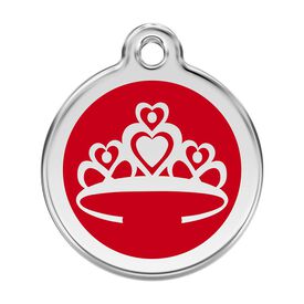 Red Dingo Placa identificativa Acero Inoxidable Esmalte Corona Rojo para perros