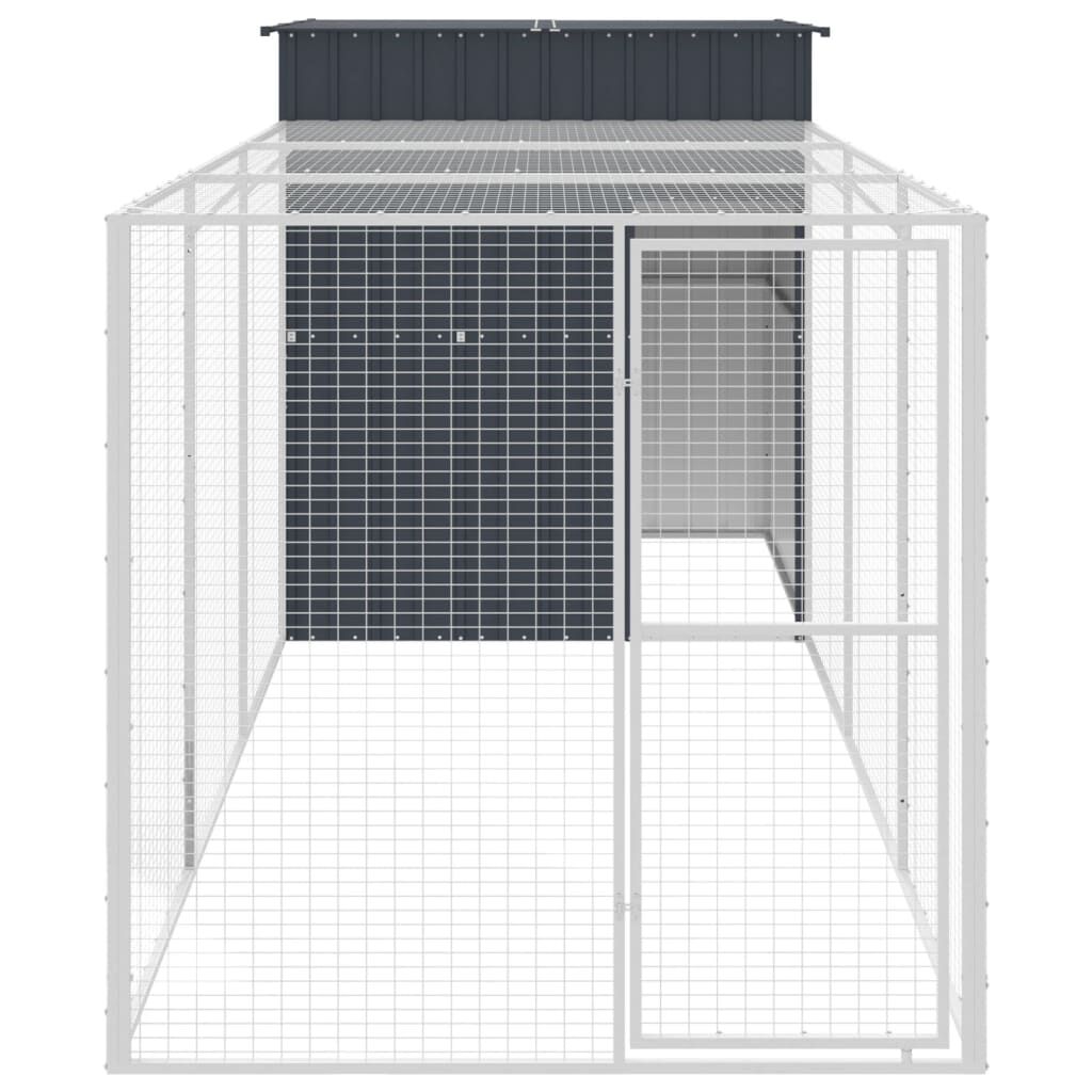 vidaXL Gallinero Gris con corral acero galvanizado para roedores thumbnail