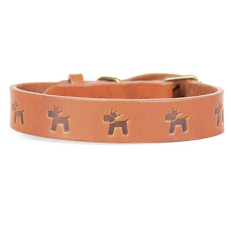 Collar de cuero premium clasic para perros color marrón, , large image number null