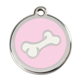 Red Dingo Placa identificativa Acero Inoxidable Esmalte Comic Hueso Rosa para perros