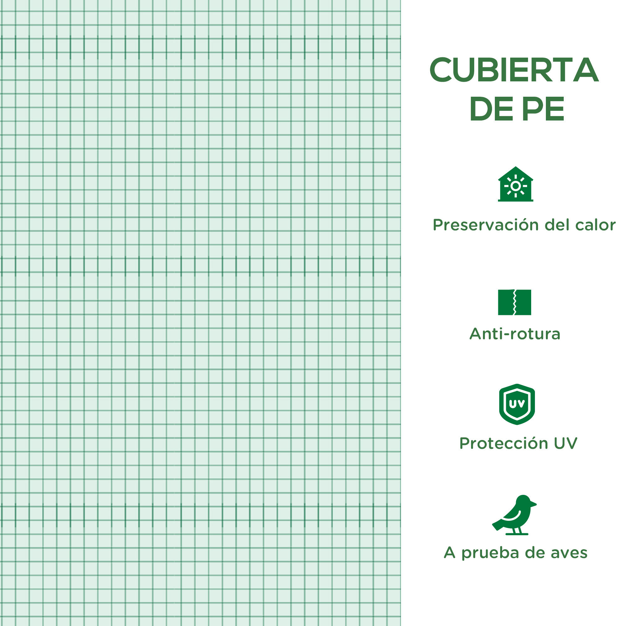 Outsunny Conjunto de Invernadero de T&uacute;nel y Cubierta de Repuesto con 4 Ventanas y Puerta Anti-UV para Cultivos Plantas Flores en Jard&iacute;n Terraza 2,5x2x2 m Verde, , large Imagen numero 4