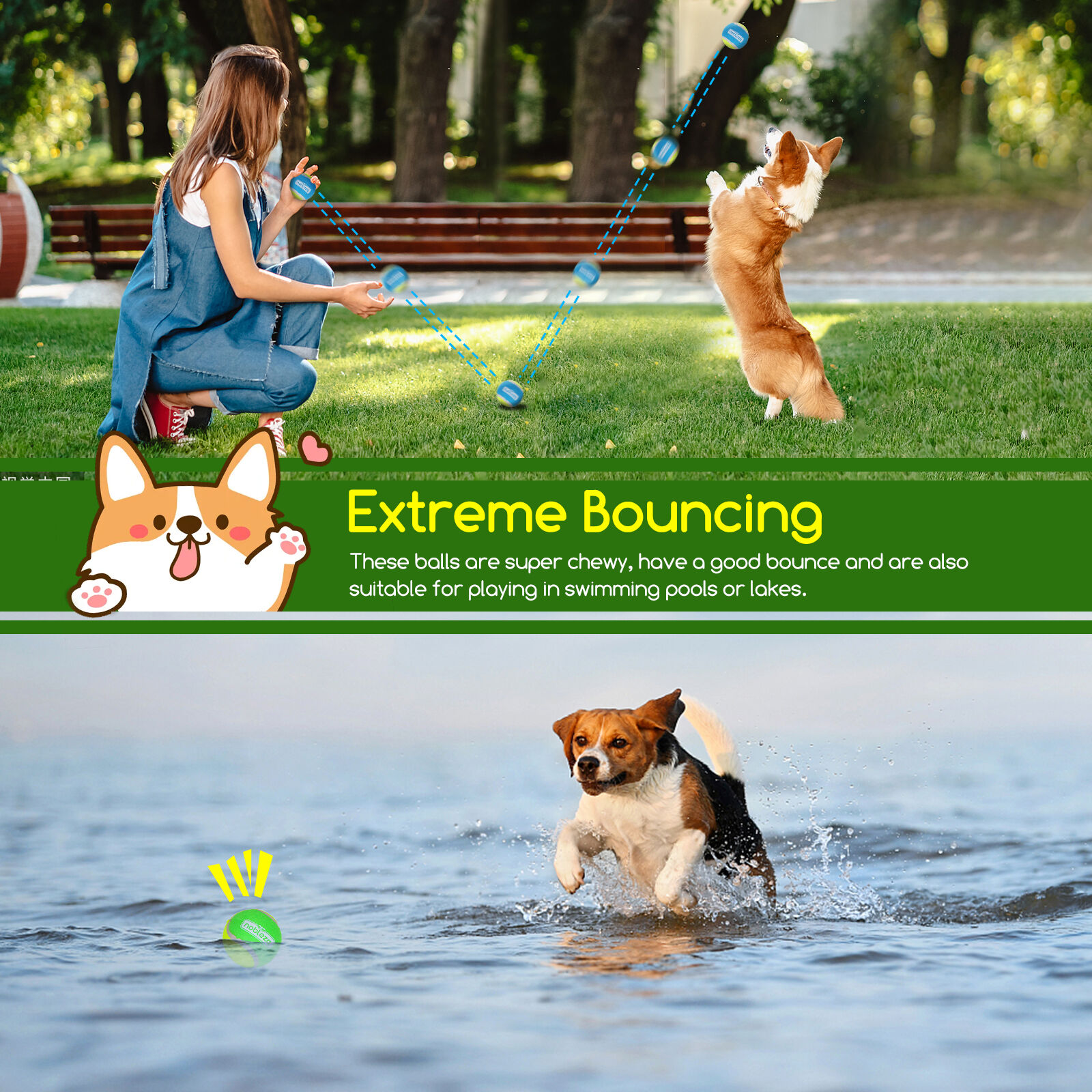 Nobleza Pelotas de Juguetes para Perros, Pelota Perro Alta Calidad y de Goma Natural, Pelotas Caucho Tenis, Bola de Juguete Que Rebota, Adecuada Para Perros Peque&ntilde;os y Medianos - 6.36cm/3 Pack, , large Imagen numero 5
