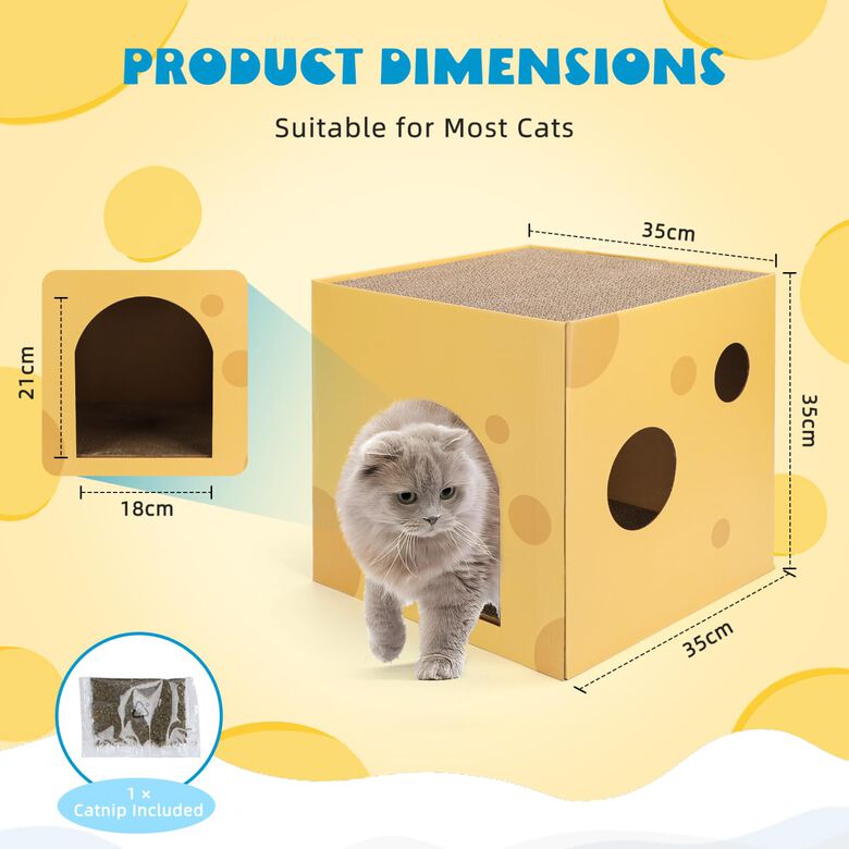 Nobleza Casa Gato con Rascador de Cartón y Hierba Gatera para Gatos thumbnail