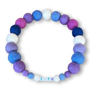 Puppies & Pom Poms Collar Personalizado Azul con Pompones para perros