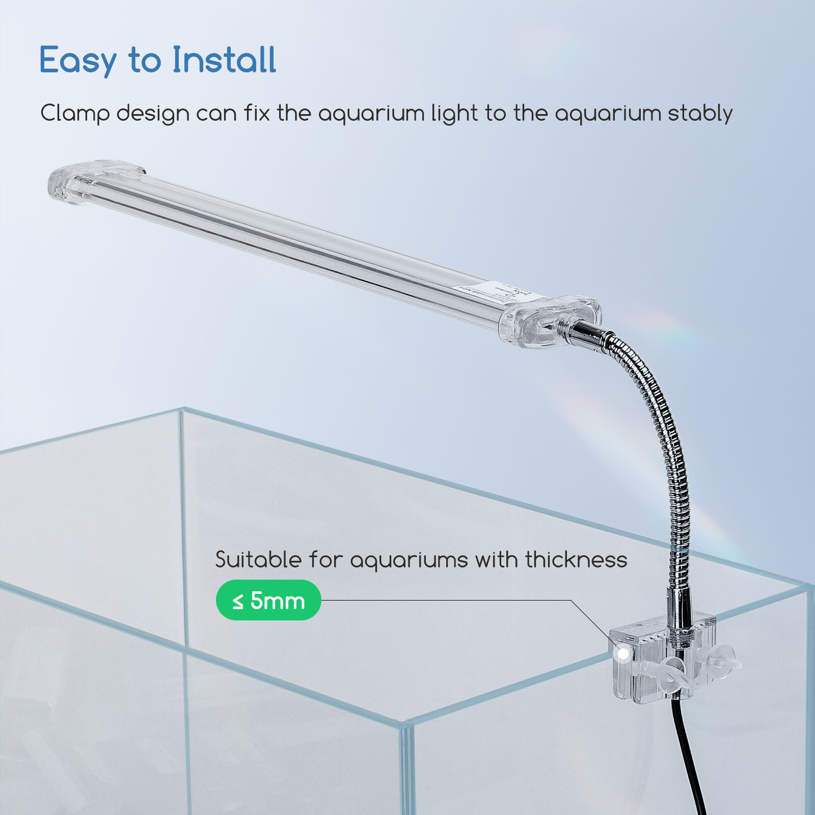 Nobleza - Luz LED Acuario, Impermeable L&aacute;mpara Acuario Delgada, Blanco LED Acuario Plantado con Potente Clip (6W 23CM, Blanco), , large Imagen numero 10