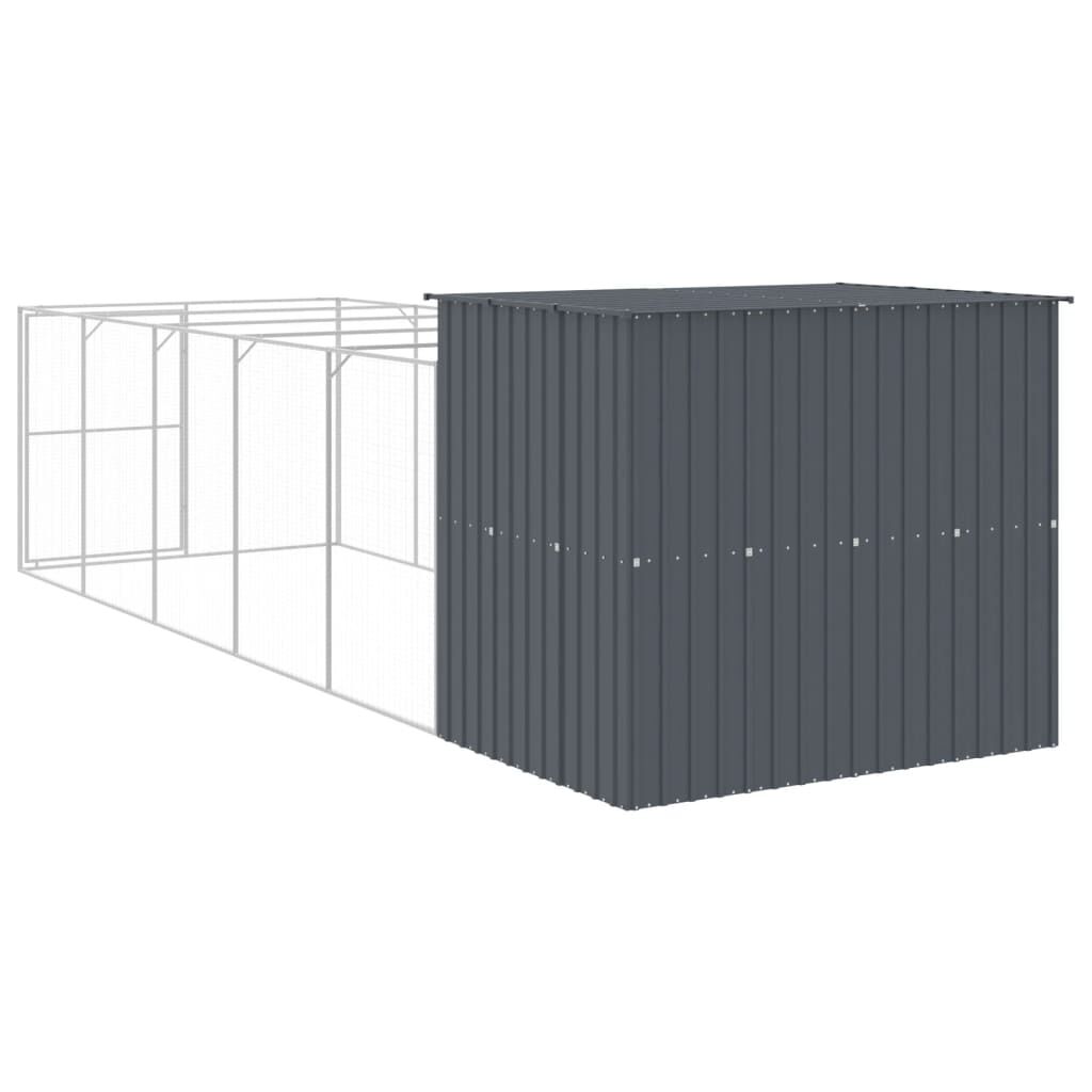 vidaXL Caseta perros con corral acero galvanizado gris 214x1069x181 cm, , large Imagen numero 8