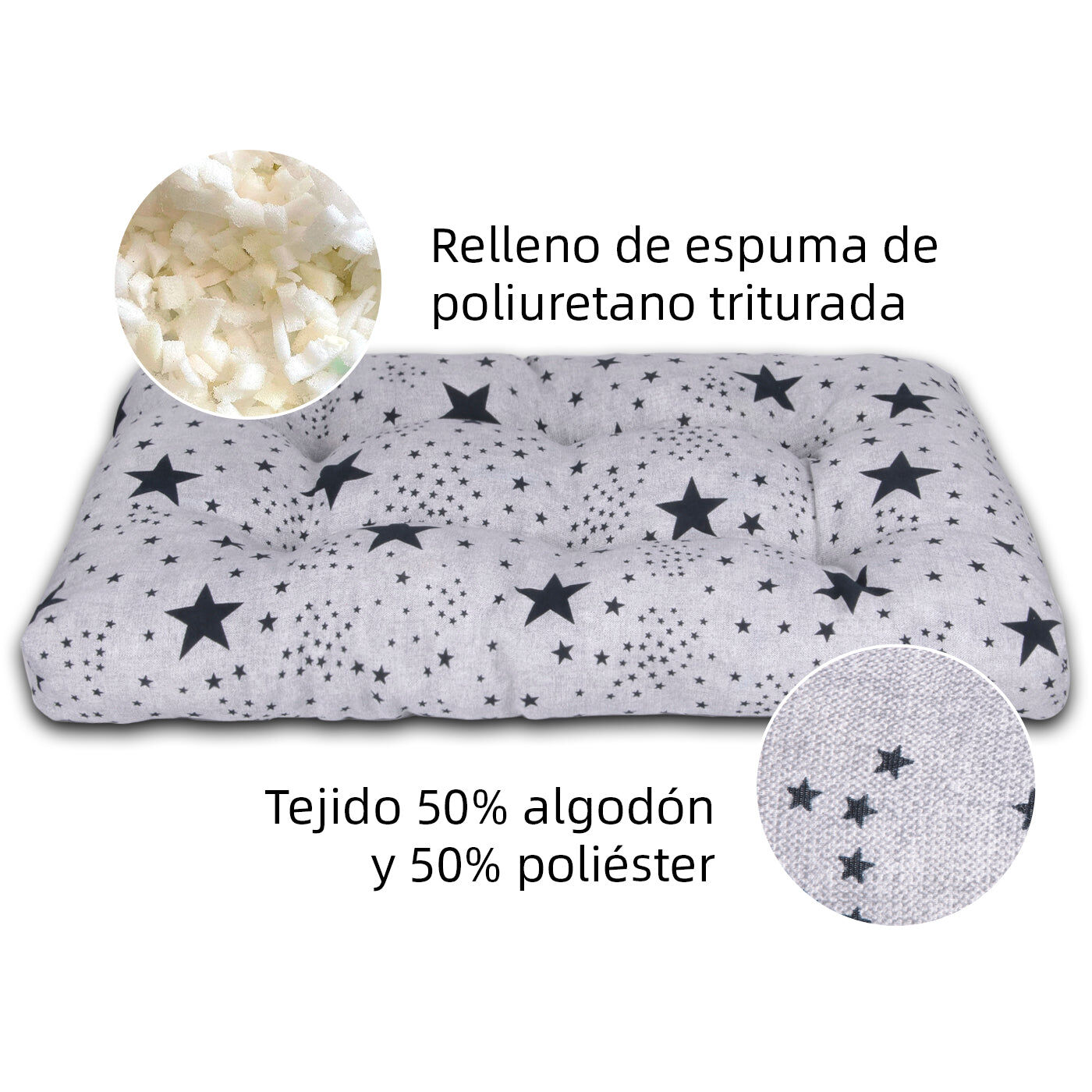 HOME MERCURY- Cama de Mascota, Colch&oacute;n para Perro, Colchoneta Reversible Estampada Relleno de Espuma para Interior y Exterior. (Medium, Estrellas), , large Imagen numero 3