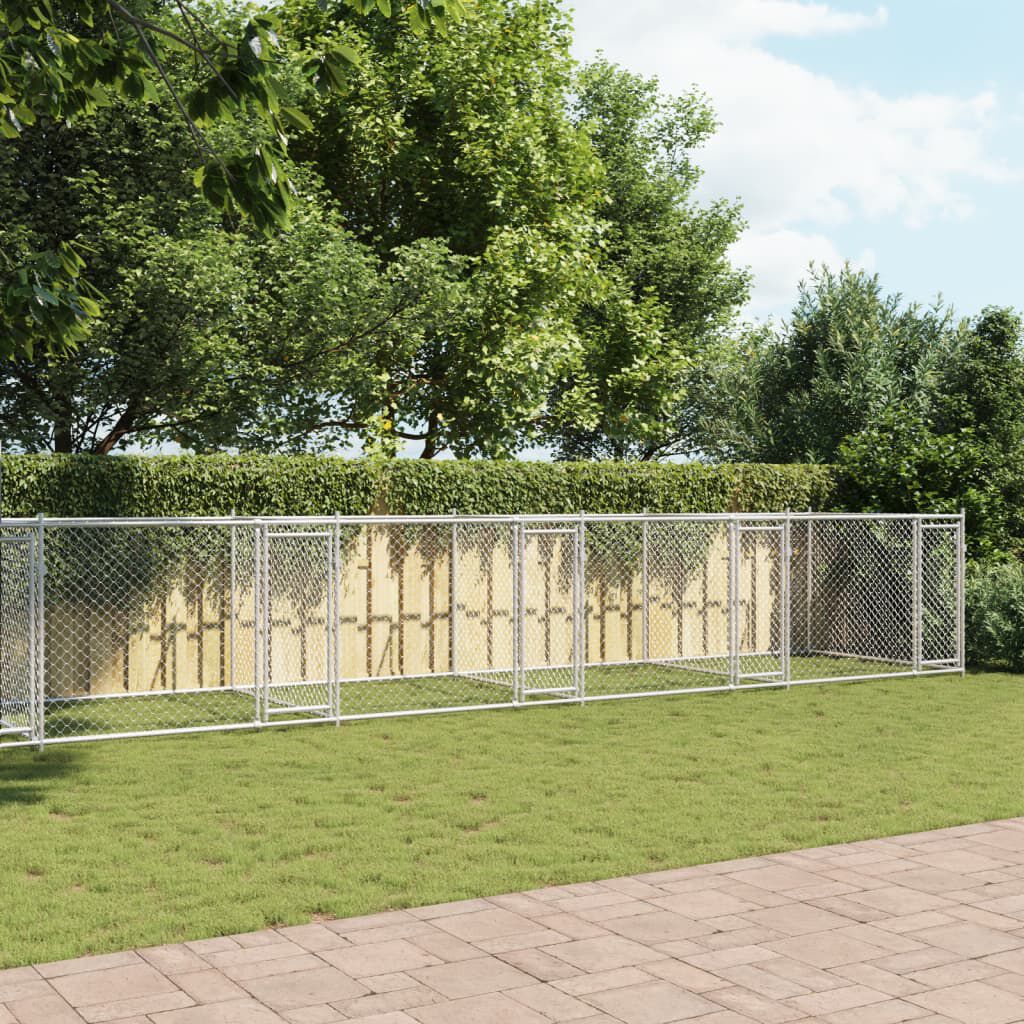 vidaXL Jaula de perros con puertas acero galvanizado gris 8x2x1,5 m, , large Imagen numero 7