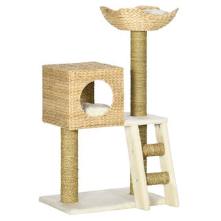 PawHut Árbol rascador con plataforma y cueva para gatos