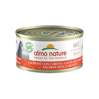 Almo Nature HFC Salmón con Zanahorias en gelatina lata para gatos 
