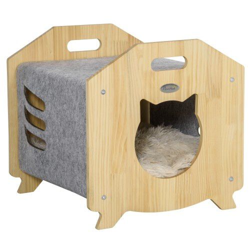 PawHut caseta de madera y fieltro para mascotas, , large Imagen numero 1