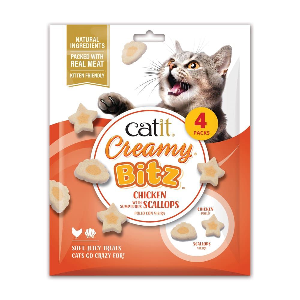 Snacks Catit Creamy Bitz Pollo con Vieiras, 4 x 12 g, , large Imagen numero 1
