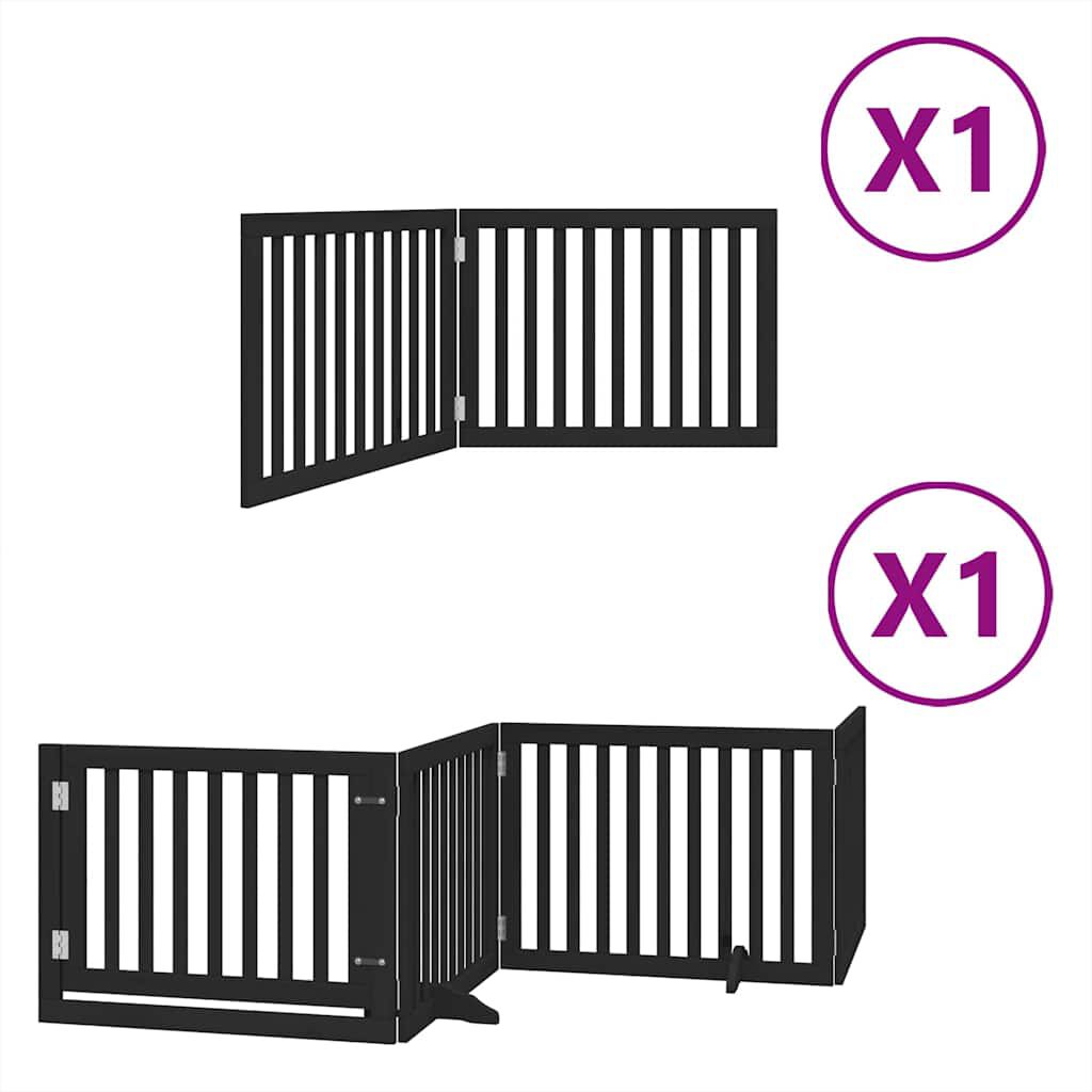 vidaXL Puerta para perros plegable 6 paneles madera &aacute;lamo negra 480 cm, , large Imagen numero 6