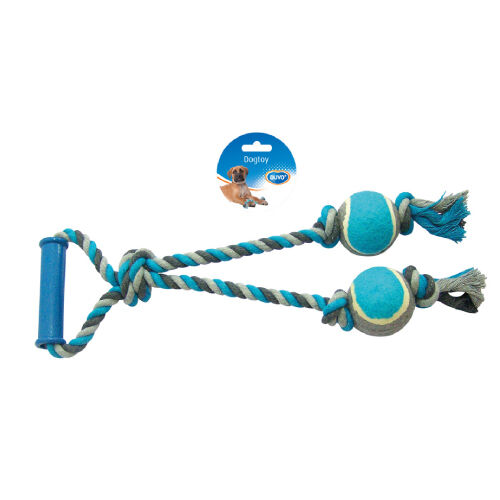 DUVO CUERDA ALGODON ASA PLASTICO CON 2 PELOTAS 43 CM, , large Imagen numero 1