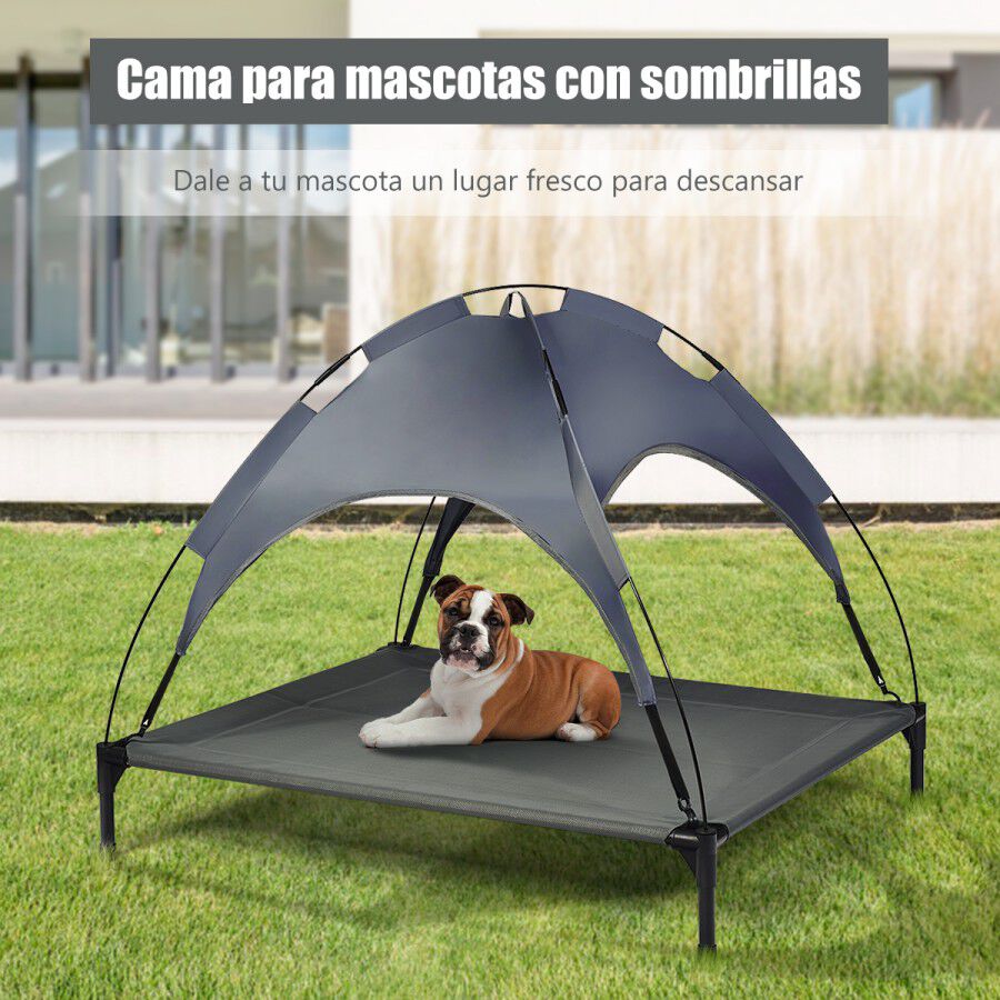 COSTWAY Cama para Perros con Toldo Extra&iacute;ble Tumbona de Jard&iacute;n para Perros Cama para Gatos Mascotas para C&eacute;sped Interno Externo (XL), , large Imagen numero 2