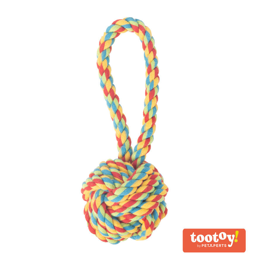 Tootoy! Pull Handle Rope Ball Multicolor pelota de cuerda con asa para perros thumbnail