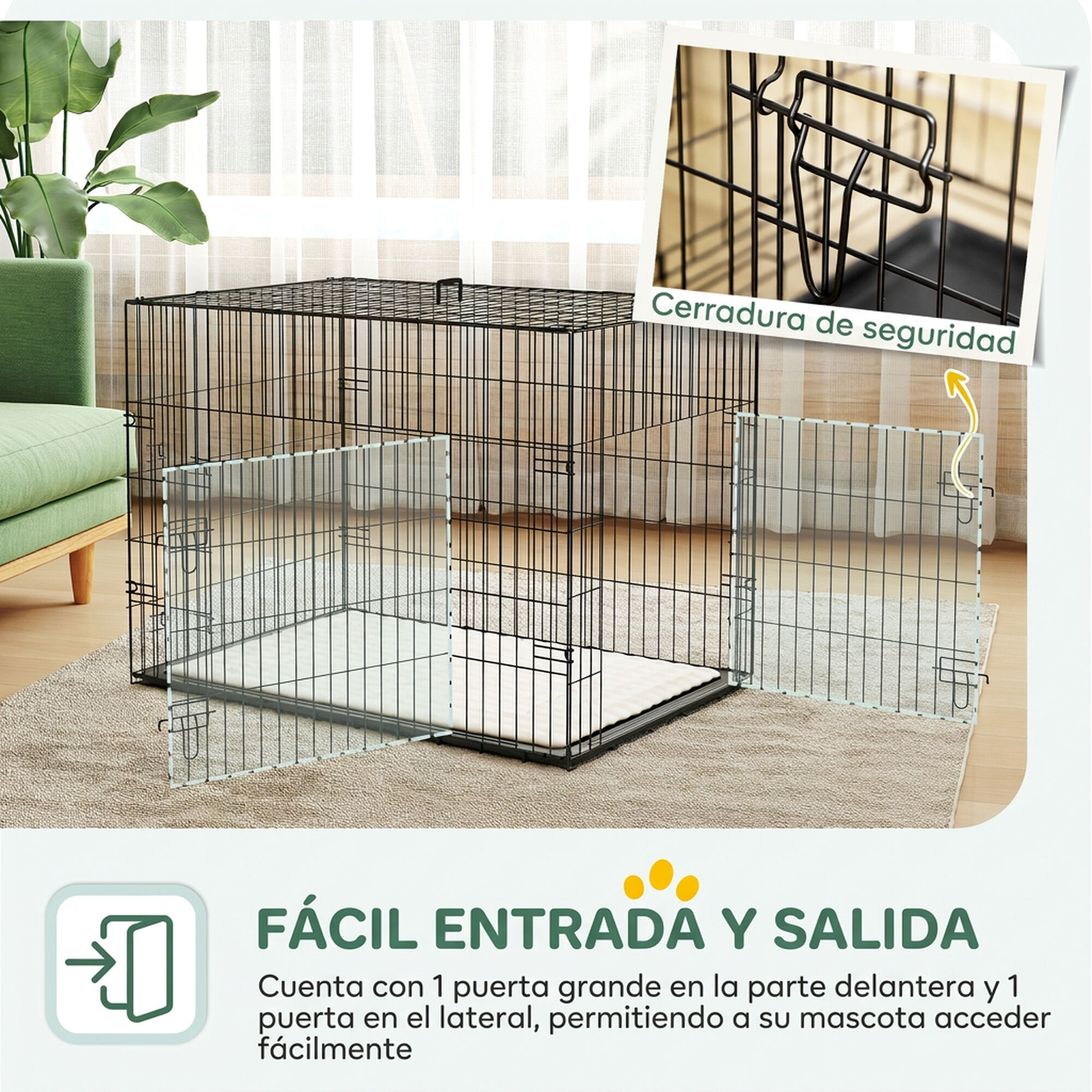 PawHut Jaula para Perro Negro, , large Imagen numero 5