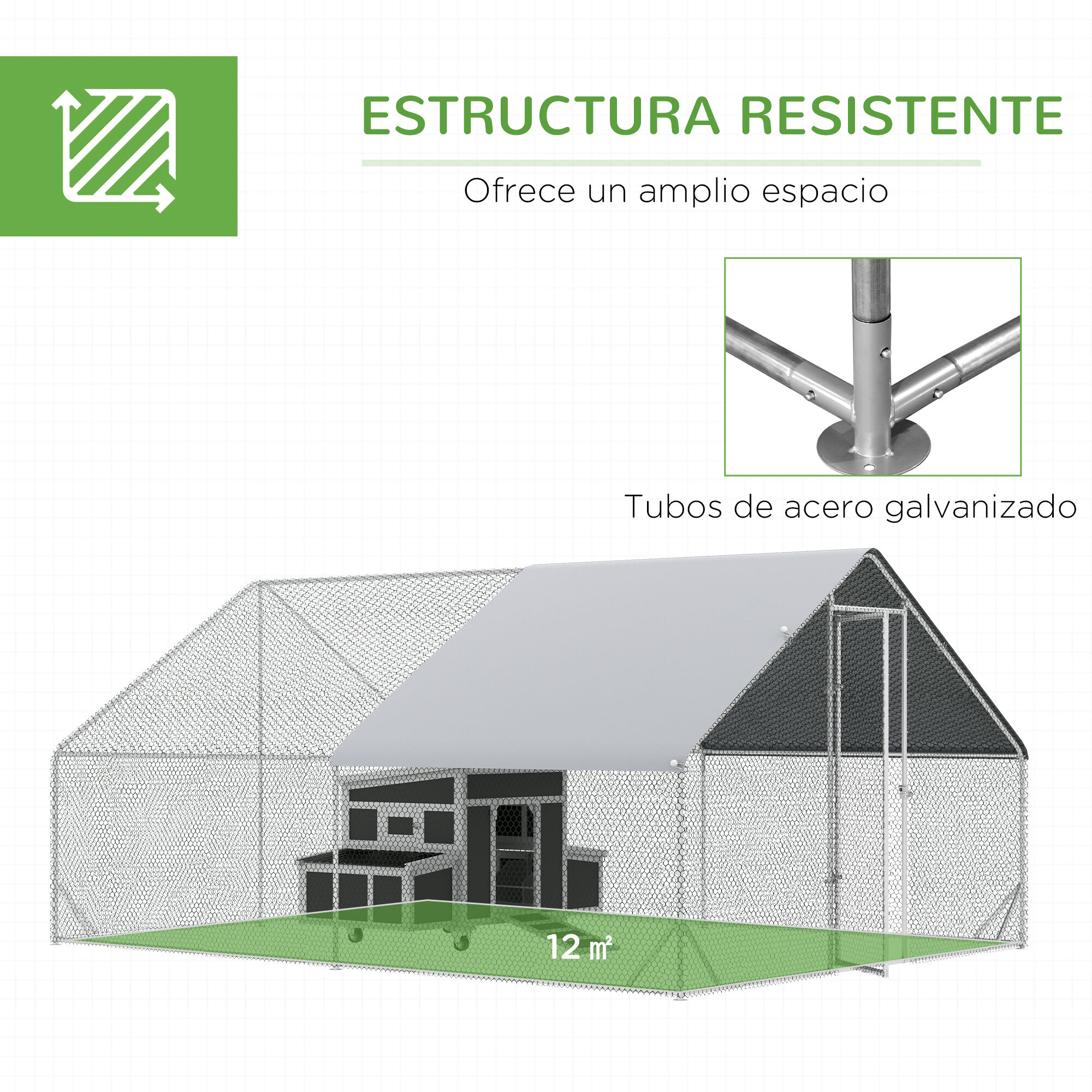 PawHut conjunto Gallinero de Madera y Acero Galvanizado para gallinas thumbnail