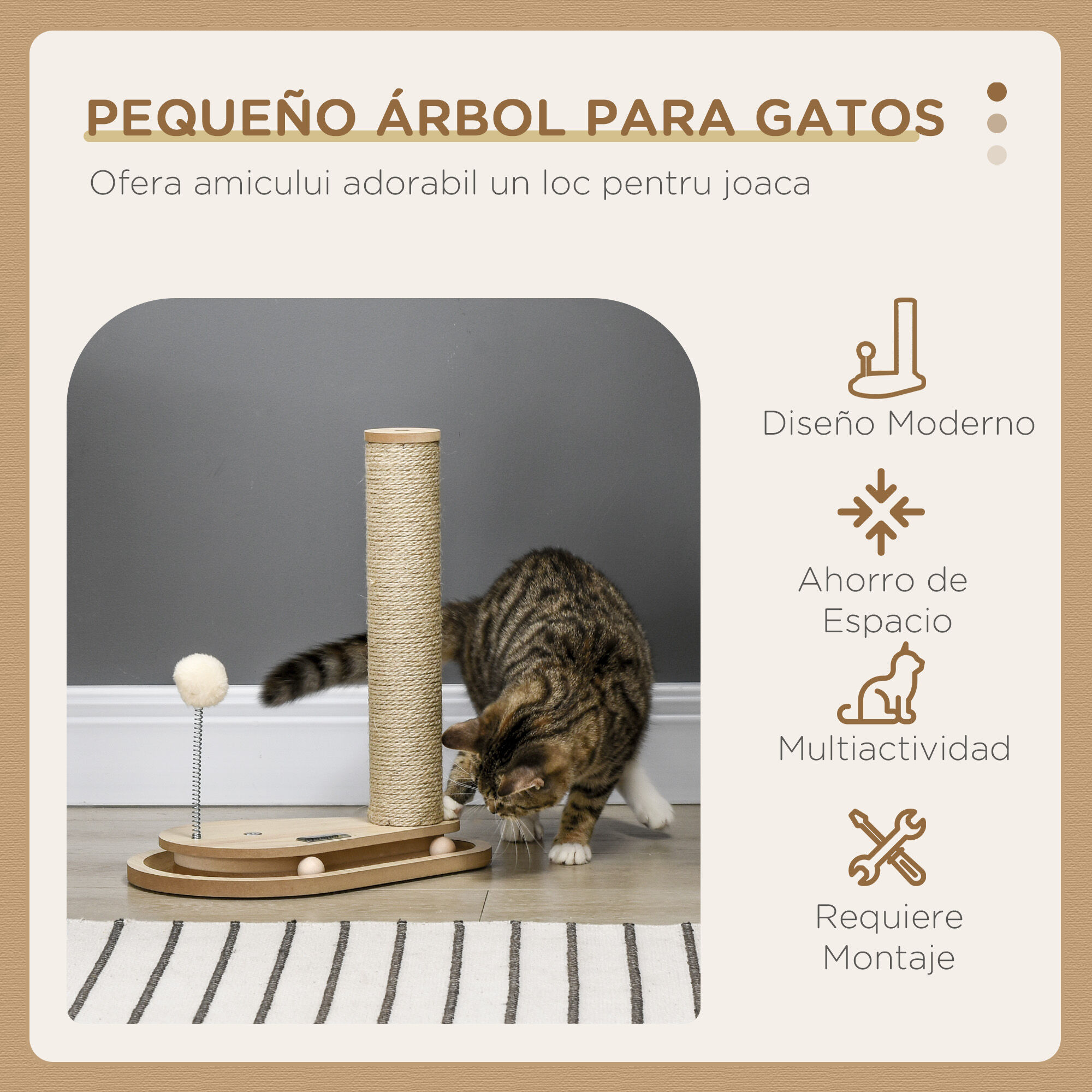 PawHut &Aacute;rbol para Gatos Roble, , large Imagen numero 4
