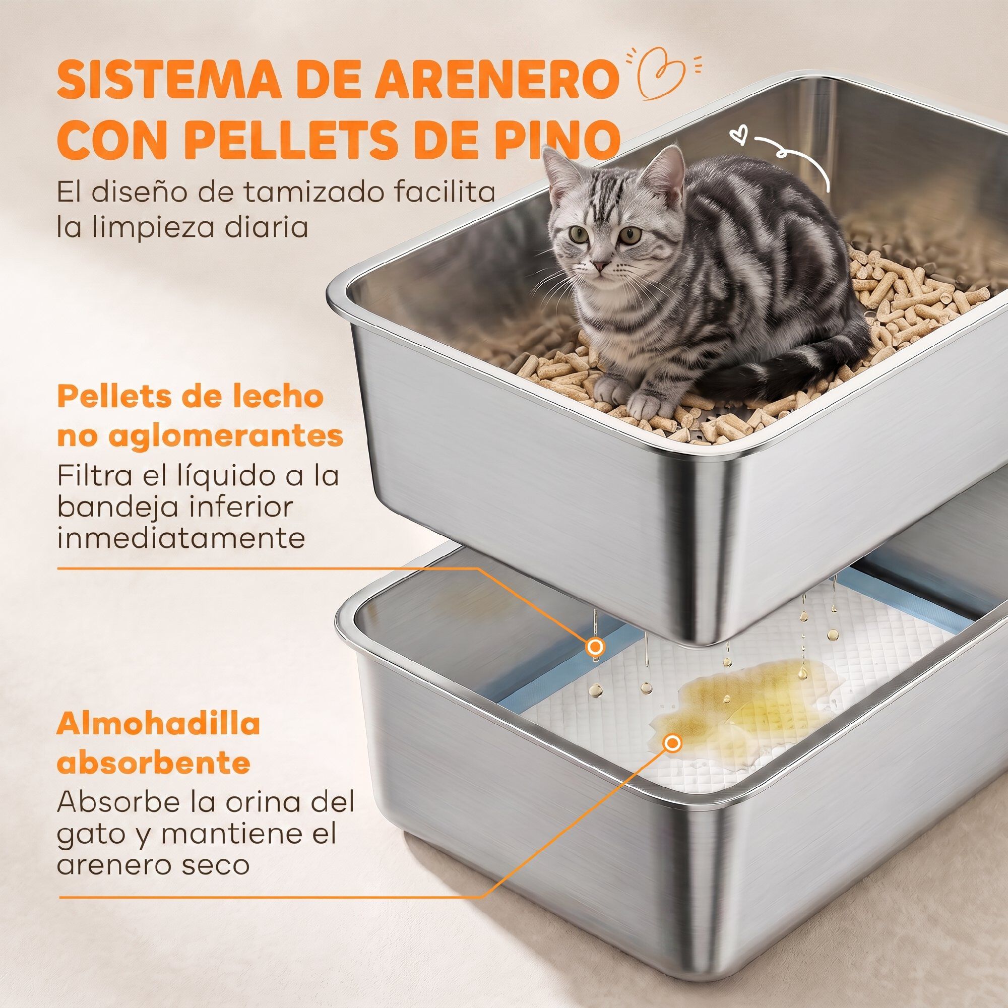 PawHut Arenero para Gato Gris oscuro, , large Imagen numero 4